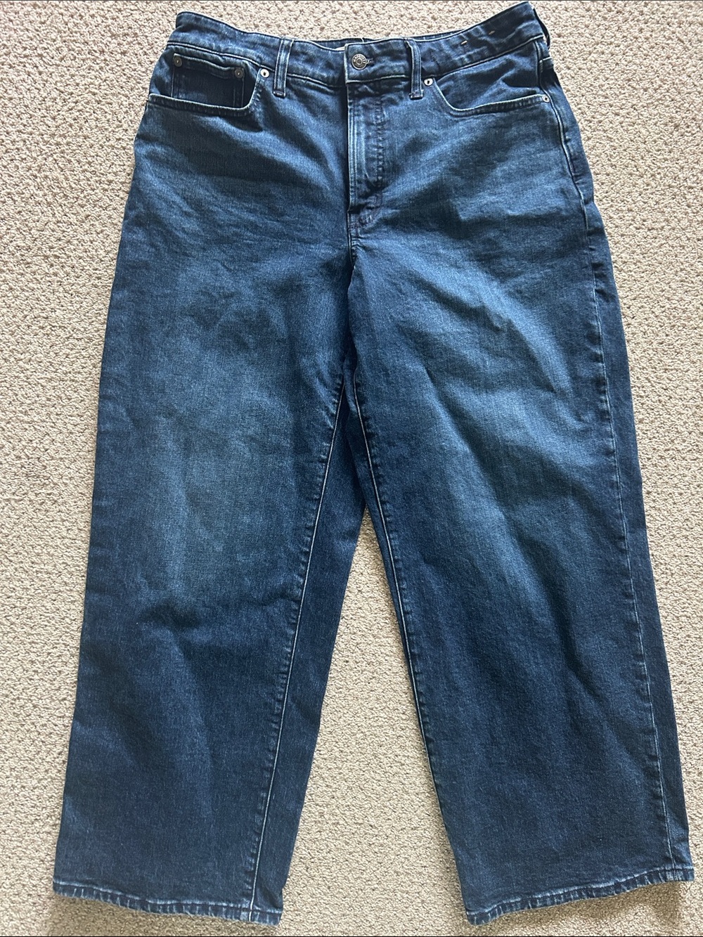 Madewell Men's Relaxed Straight Jeans in Dark Blue Denim